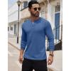 COOFANDY Men’s Henley Shirts Long Sleeve Button T-Shirt Lightweight Fashion Casual Pullover Shirt(Heather Lake Blue)