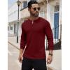 COOFANDY Men’s Henley Shirts Long Sleeve Button T-Shirt Lightweight Fashion Casual Pullover Shirt(Wine Red)