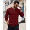 COOFANDY Men’s Henley Shirts Long Sleeve Button T-Shirt Lightweight Fashion Casual Pullover Shirt(Wine Red)