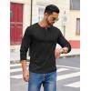 COOFANDY Mens Henley Shirts Long Sleeve Casual Pullover Shirt Fashion Button T-Shirt(Black)