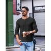 COOFANDY Mens Henley Shirts Long Sleeve Casual Pullover Shirt Fashion Button T-Shirt(Black)