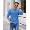COOFANDY Mens Henley Shirts Long Sleeve Casual Pullover Shirt Fashion Button T-Shirt(Blue)