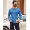 COOFANDY Mens Henley Shirts Long Sleeve Casual Pullover Shirt Fashion Button T-Shirt(Blue)