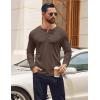 COOFANDY Mens Henley Shirts Long Sleeve Casual Pullover Shirt Fashion Button T-Shirt(Brown)