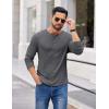 COOFANDY Mens Henley Shirts Long Sleeve Casual Pullover Shirt Fashion Button T-Shirt(Dark Grey)