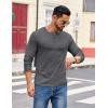 COOFANDY Mens Henley Shirts Long Sleeve Casual Pullover Shirt Fashion Button T-Shirt(Dark Grey)