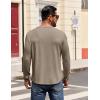 COOFANDY Mens Henley Shirts Long Sleeve Casual Pullover Shirt Fashion Button T-Shirt(Dark Khaki)