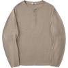 COOFANDY Mens Henley Shirts Long Sleeve Casual Pullover Shirt Fashion Button T-Shirt(Dark Khaki)