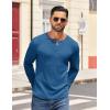 COOFANDY Mens Henley Shirts Long Sleeve Casual Pullover Shirt Fashion Button T-Shirt(Denim)