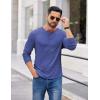 COOFANDY Mens Henley Shirts Long Sleeve Casual Pullover Shirt Fashion Button T-Shirt(Heather Blue)