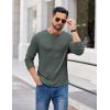 COOFANDY Mens Henley Shirts Long Sleeve Casual Pullover Shirt Fashion Button T-Shirt(Heather Green)