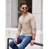 COOFANDY Mens Henley Shirts Long Sleeve Casual Pullover Shirt Fashion Button T-Shirt(Khaki)