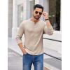 COOFANDY Mens Henley Shirts Long Sleeve Casual Pullover Shirt Fashion Button T-Shirt(Khaki)
