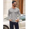 COOFANDY Mens Henley Shirts Long Sleeve Casual Pullover Shirt Fashion Button T-Shirt(Light Grey)