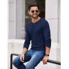 COOFANDY Mens Henley Shirts Long Sleeve Casual Pullover Shirt Fashion Button T-Shirt(Navy Blue)