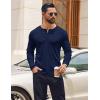 COOFANDY Mens Henley Shirts Long Sleeve Casual Pullover Shirt Fashion Button T-Shirt(Navy Blue)