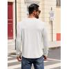 COOFANDY Mens Henley Shirts Long Sleeve Casual Pullover Shirt Fashion Button T-Shirt(White)