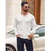 COOFANDY Mens Henley Shirts Long Sleeve Casual Pullover Shirt Fashion Button T-Shirt(White)