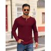 COOFANDY Mens Henley Shirts Long Sleeve Casual Pullover Shirt Fashion Button T-Shirt(Wine Red)