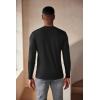 COOFANDY Men’s Henley Shirts Long Sleeve Fashion Casual Tee Basic Lightweight T-Shirt(Black/Wine Red)