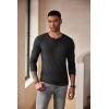 COOFANDY Men’s Henley Shirts Long Sleeve Fashion Casual Tee Basic Lightweight T-Shirt(Black/Wine Red)