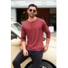 COOFANDY Men’s Henley Shirts Long Sleeve Fashion Casual Tee Basic Lightweight T-Shirt(Wine Red)
