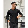 COOFANDY Men’s Henley Shirts Long Sleeve Lightweight Button T-Shirt Casual Basic Tee Top(Black)