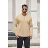 COOFANDY Men’s Henley Shirts Long Sleeve Lightweight Button T-Shirt Casual Basic Tee Top(Light Khaki)