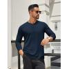 COOFANDY Men’s Henley Shirts Long Sleeve Lightweight Button T-Shirt Casual Basic Tee Top(Navy Blue)
