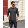 COOFANDY Mens Henley Shirts Long Sleeve T Shirts Casual Lightweight Fashion Button Pullover Tee Shirt(Dark Drey)