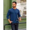 COOFANDY Mens Henley Shirts Long Sleeve T Shirts Casual Lightweight Fashion Button Pullover Tee Shirt(Deep Blue)