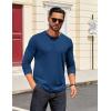 COOFANDY Mens Henley Shirts Long Sleeve T Shirts Casual Lightweight Fashion Button Pullover Tee Shirt(Deep Blue)