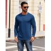 COOFANDY Mens Henley Shirts Long Sleeve T Shirts Casual Lightweight Fashion Button Pullover Tee Shirt(Deep Blue)