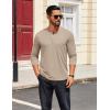 COOFANDY Mens Henley Shirts Long Sleeve T Shirts Casual Lightweight Fashion Button Pullover Tee Shirt(Khaki)