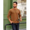 COOFANDY Mens Henley Shirts Long Sleeve T Shirts Casual Lightweight Fashion Button Pullover Tee Shirt(Light Brown)