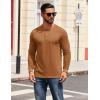 COOFANDY Mens Henley Shirts Long Sleeve T Shirts Casual Lightweight Fashion Button Pullover Tee Shirt(Light Brown)