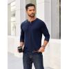 COOFANDY Mens Henley Shirts Long Sleeve T Shirts Casual Lightweight Fashion Button Pullover Tee Shirt(Navy Blue)
