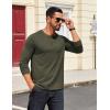 COOFANDY Mens Henley Shirts Long Sleeve T Shirts Casual Lightweight Fashion Button Pullover Tee Shirt(Olive Green)
