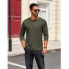 COOFANDY Mens Henley Shirts Long Sleeve T Shirts Casual Lightweight Fashion Button Pullover Tee Shirt(Olive Green)
