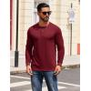 COOFANDY Mens Henley Shirts Long Sleeve T Shirts Casual Lightweight Fashion Button Pullover Tee Shirt(Wine Red)