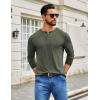 COOFANDY Men’s Henley Shirts Long Sleeve T-Shirt Lightweight Fashion Casual Pullover Tee Shirt(Army Green)