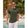 COOFANDY Men’s Henley Shirts Short Sleeve Casual Basic Henley Tee Summer Button Lightweight Stretch T Shirts(Army Green)