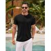 COOFANDY Men’s Henley Shirts Short Sleeve Casual Basic Henley Tee Summer Button Lightweight Stretch T Shirts(Black)