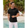 COOFANDY Men’s Henley Shirts Short Sleeve Casual Basic Henley Tee Summer Button Lightweight Stretch T Shirts(Black)