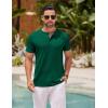 COOFANDY Men’s Henley Shirts Short Sleeve Casual Basic Henley Tee Summer Button Lightweight Stretch T Shirts(Dark Green)