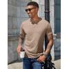COOFANDY Men’s Henley Shirts Short Sleeve Casual Basic Henley Tee Summer Button Lightweight Stretch T Shirts(Khaki)