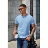 COOFANDY Men’s Henley Shirts Short Sleeve Casual Basic Henley Tee Summer Button Lightweight Stretch T Shirts(Light Blue)