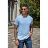 COOFANDY Men’s Henley Shirts Short Sleeve Casual Basic Henley Tee Summer Button Lightweight Stretch T Shirts(Light Blue)