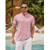 COOFANDY Men’s Henley Shirts Short Sleeve Casual Basic Henley Tee Summer Button Lightweight Stretch T Shirts(Pink)