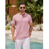 COOFANDY Men’s Henley Shirts Short Sleeve Casual Basic Henley Tee Summer Button Lightweight Stretch T Shirts(Pink)